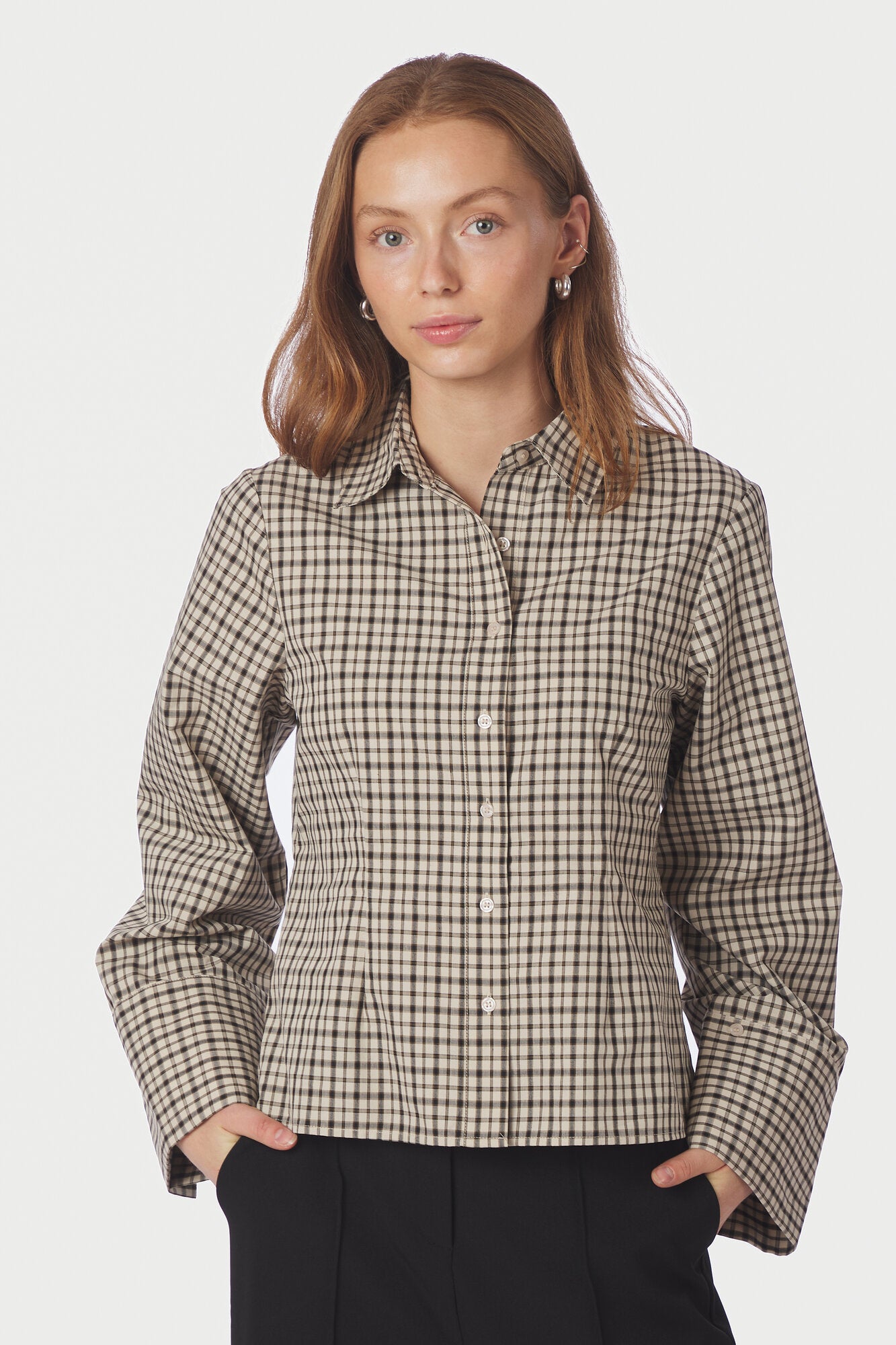 Rosa Checked skjorte - beige